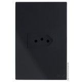 Conjunto Tomada 20A Horizontal 4x2 - RECTA Preto Black Satin Fosco